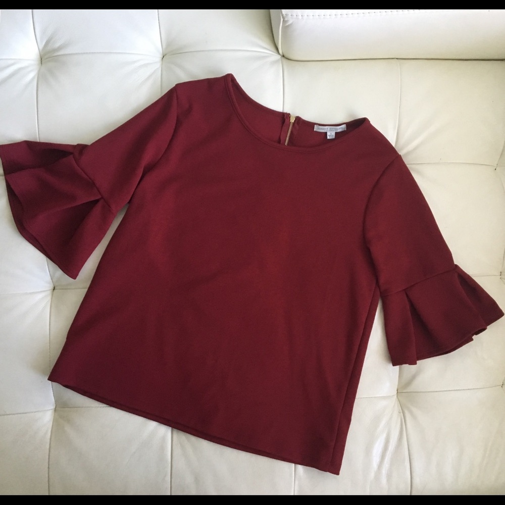 Green Envelope LA - Red Bell Sleeve Top